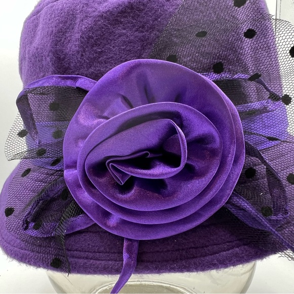 Elegant Purple Church Cloche Hat  sz 57 (metric). 7 1/8 - Picture 2 of 4